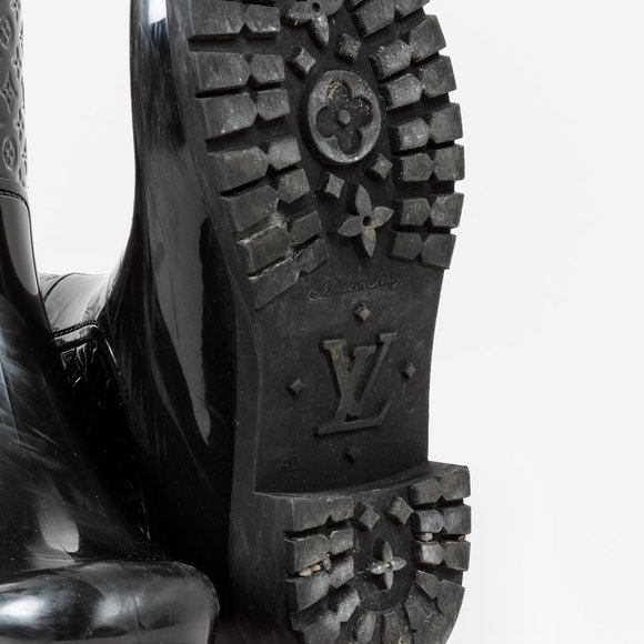 Louis Vuitton Black Monogram Splash High Rain Boots, Size 40 - Picture 5 of 10